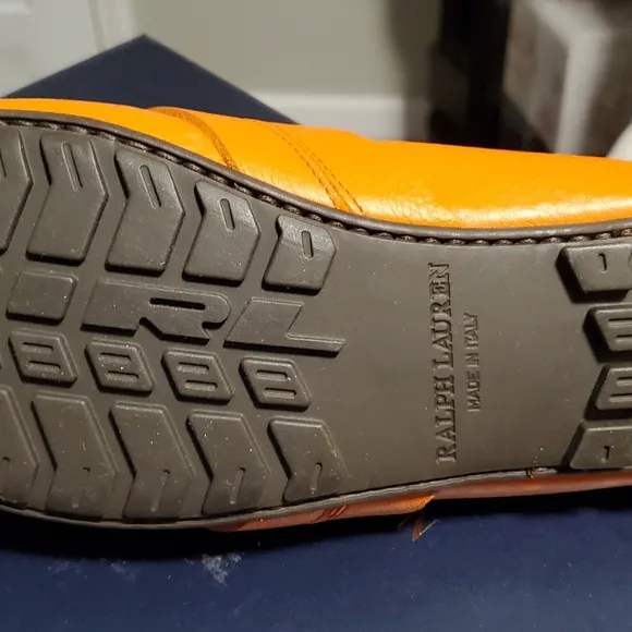 👞NEW👞 Purple Label Ralph Lauren Men's   Orange Loafers.