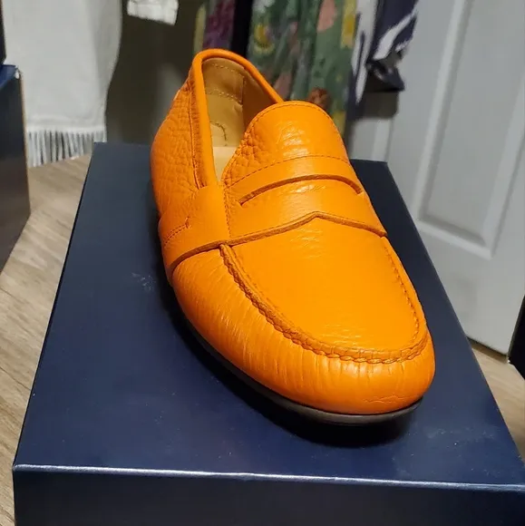 👞NEW👞 Purple Label Ralph Lauren Men's   Orange Loafers.
