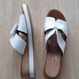 New Remonte Jerilyn Stylish Leather Bow Detail Plateform Slip-In Sandals Slides
