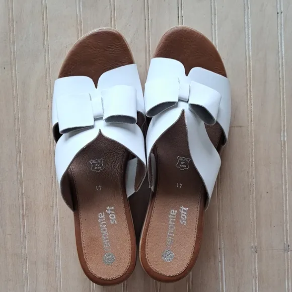 New Remonte Jerilyn Stylish Leather Bow Detail Plateform Slip-In Sandals Slides