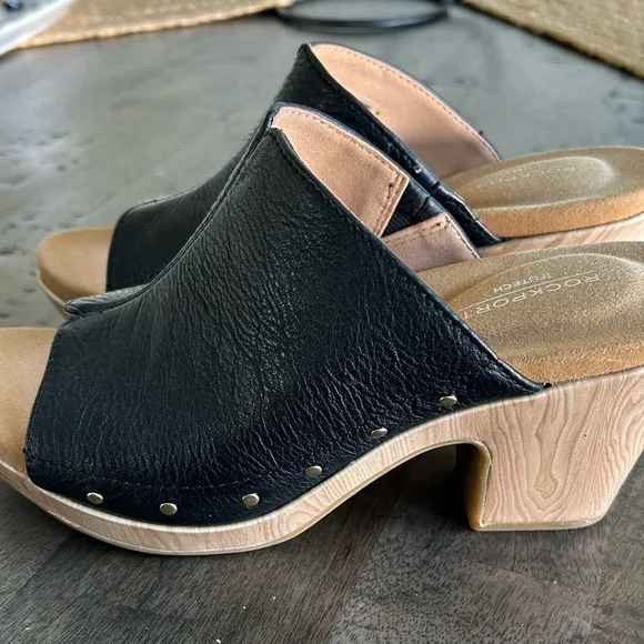 New Rockport vivienne Black Leather Women's Clogs