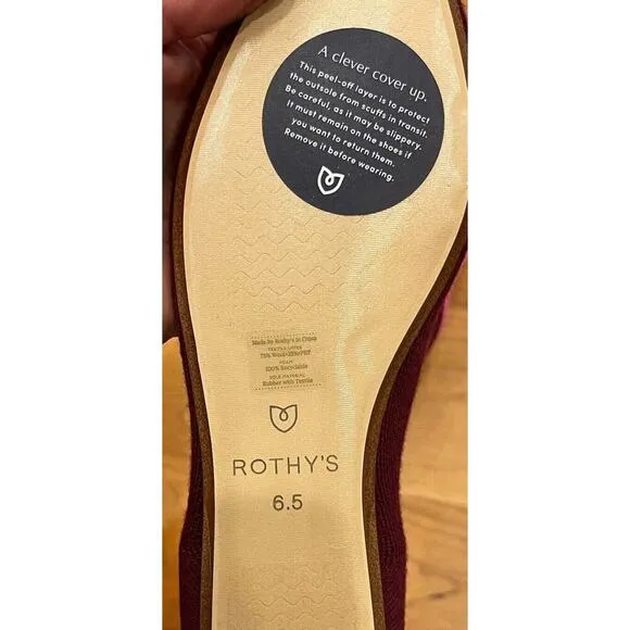 NEW Rothy’s Pointed Mesh Dress Flats Size 6.5 Women’s Red Currant Slip On