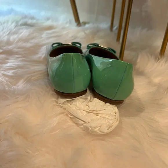 *NEW* Salvatore Ferragamo Varina bow ballet flats/Turquoise/7D