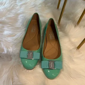 *NEW* Salvatore Ferragamo Varina bow ballet flats/Turquoise/7D