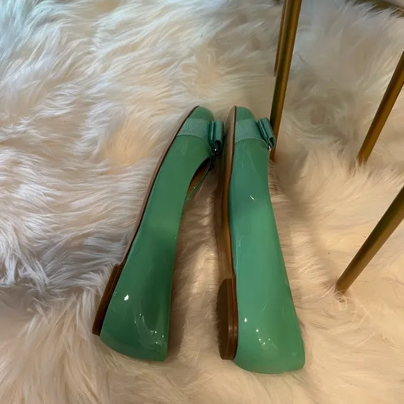 *NEW* Salvatore Ferragamo Varina bow ballet flats/Turquoise/7D