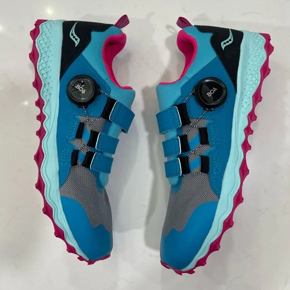 NEW Saucony Peregrine 12 Shield Boa Sneakers Turquoise/Pink