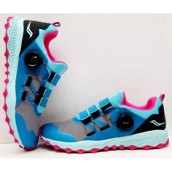 NEW Saucony Peregrine 12 Shield Boa Sneakers Turquoise/Pink