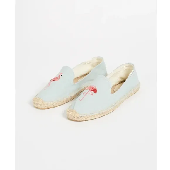 NEW Soludos Flamingo Smoking Slipper Espadrilles, Size 7