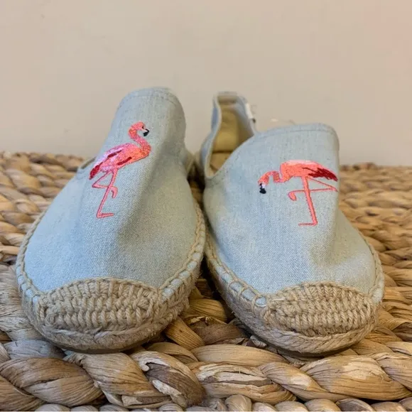 NEW Soludos Flamingo Smoking Slipper Espadrilles, Size 7