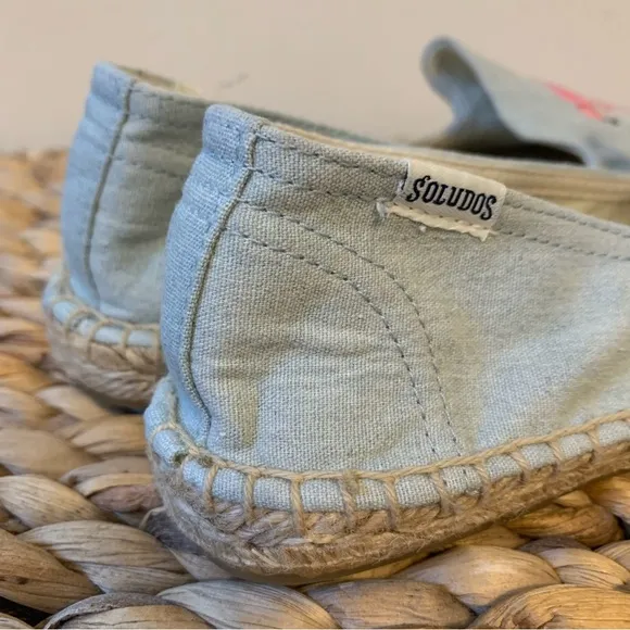 NEW Soludos Flamingo Smoking Slipper Espadrilles, Size 7