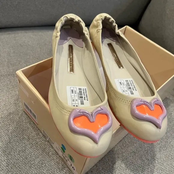 New Sophia Webster beige heart ballerina flats
