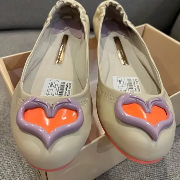 New Sophia Webster beige heart ballerina flats