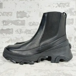 NEW Sorel Brex Waterproof Black Leather Chunky Chelsea Ankle Boots M908