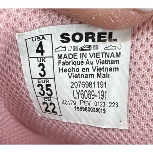 NEW SOREL Girls Out N About Boots Pink White Waterproof Size 4 LY6069-191