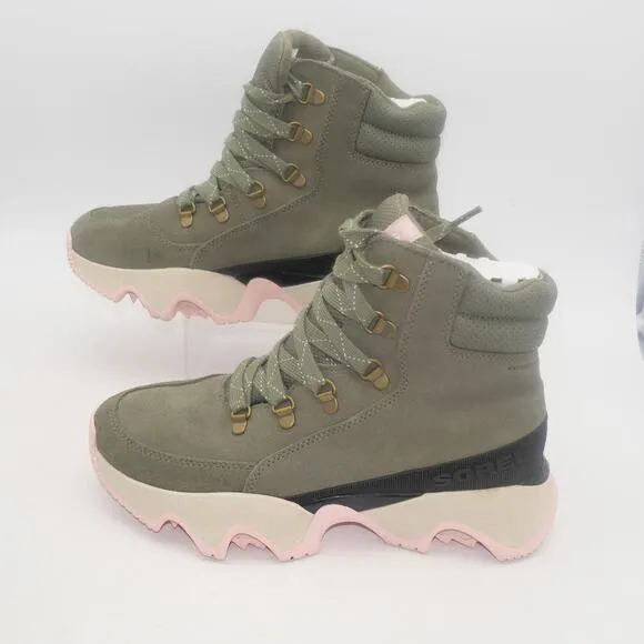 New Sorel Women's 8.5 Kinetic Impact Conquest Waterproof Boots Stone Green