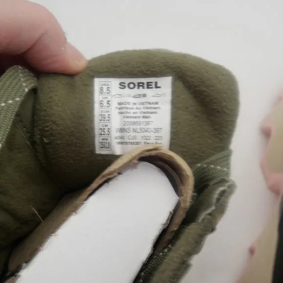 New Sorel Women's 8.5 Kinetic Impact Conquest Waterproof Boots Stone Green
