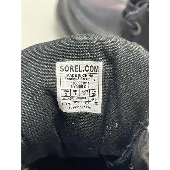 New SOREL youth Madson Mac Toe Leather boots size 1 Black  waterproof