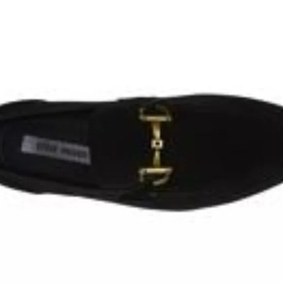 NEW STEVE MADDEN Delrayy Mens Black Velvet Loafer With Gold Horsebit Size 10