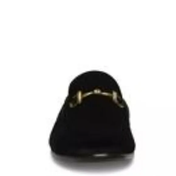 NEW STEVE MADDEN Delrayy Mens Black Velvet Loafer With Gold Horsebit Size 10