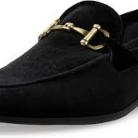 NEW STEVE MADDEN Delrayy Mens Black Velvet Loafer With Gold Horsebit Size 10