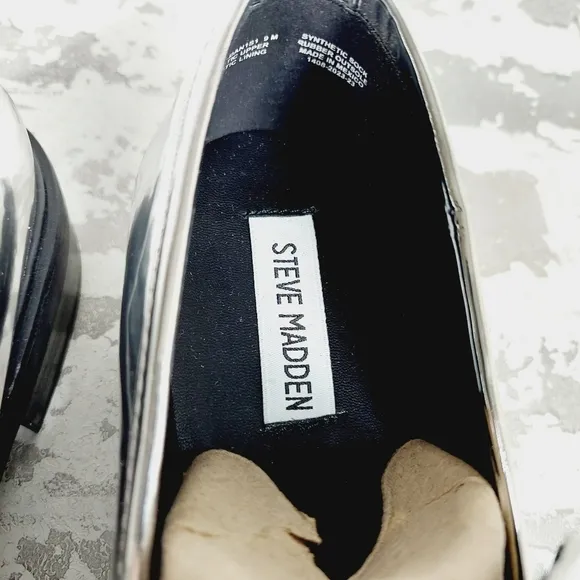 New Steve Madden Leedan Loafer Silver Metallic Slip On Loafers D758