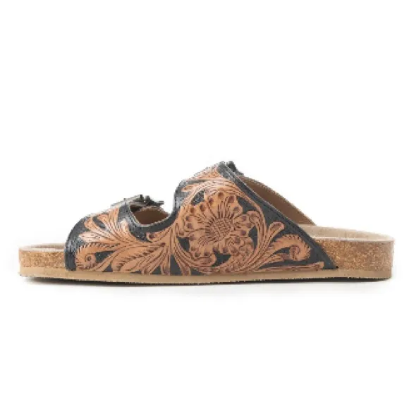 New Summer Myra Bag Handmade Tooled Genuine Leather Spring Sandals Black Brown