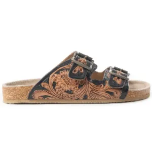 New Summer Myra Bag Handmade Tooled Genuine Leather Spring Sandals Black Brown