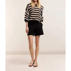 NEW SUMMUM round neck sweater in black stripe