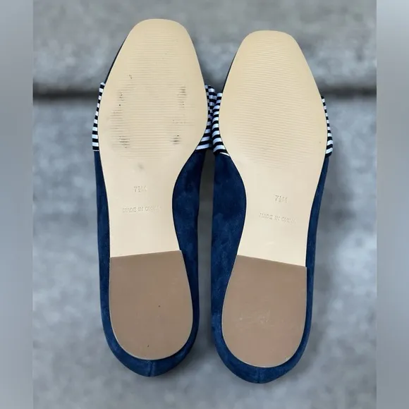 NEW Talbots Stella Bow Knot Suede Square Toe Loafers in Indigo Blue Women’s 7.5