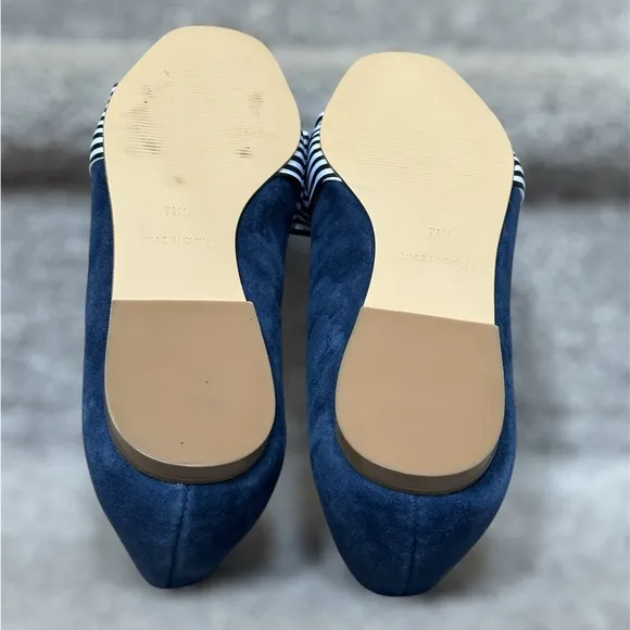 NEW Talbots Stella Bow Knot Suede Square Toe Loafers in Indigo Blue Women’s 7.5