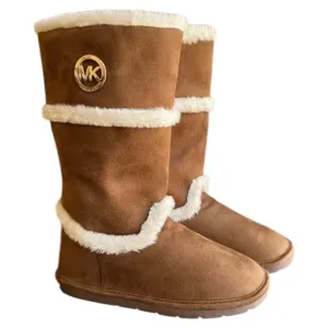 NEW Toddler Michael Kors Designer Fur Boots Neverminded Camel Suede Girls Sz 12