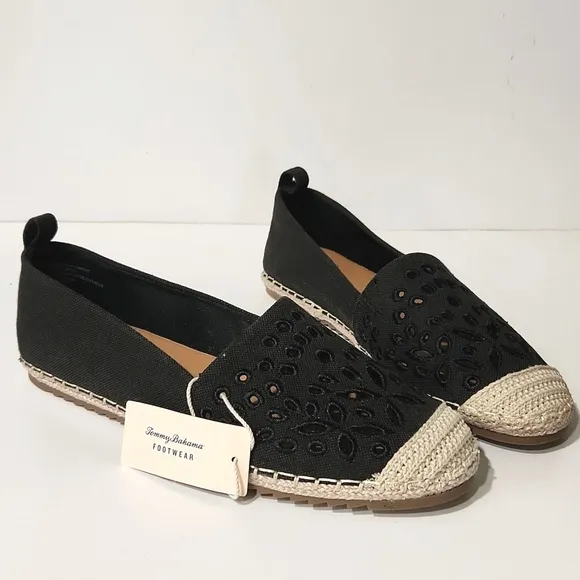 NEW! Tommy Bahama Selena Slip On Black Espadrilles Size 8, 8.5