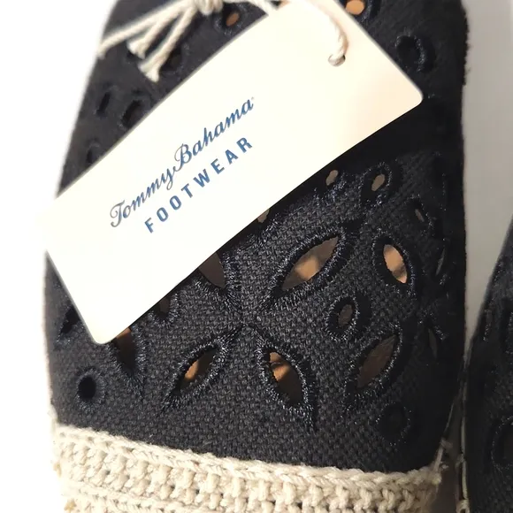NEW! Tommy Bahama Selena Slip On Black Espadrilles Size 8, 8.5