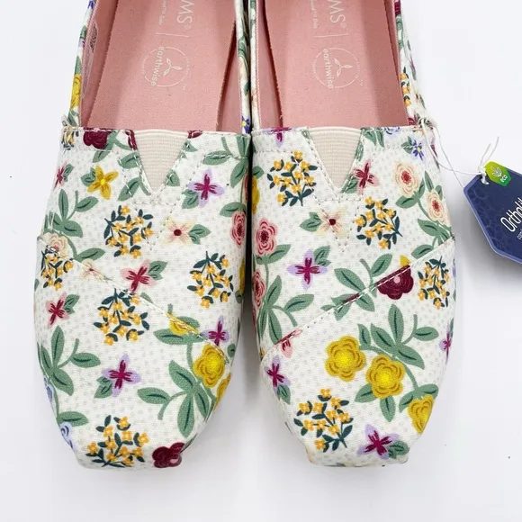 NEW Toms Alpargata Natural Autumn Floral Organic Cotton Shoes Women's Size 9