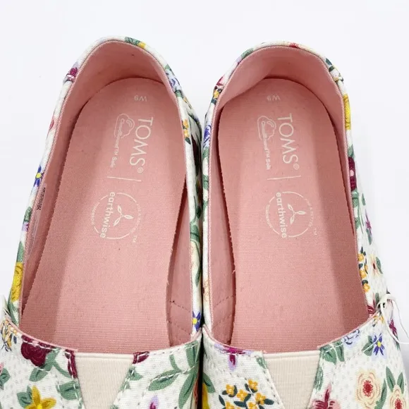 NEW Toms Alpargata Natural Autumn Floral Organic Cotton Shoes Women's Size 9
