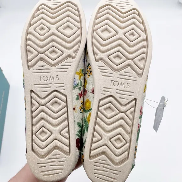 NEW Toms Alpargata Natural Autumn Floral Organic Cotton Shoes Women's Size 9