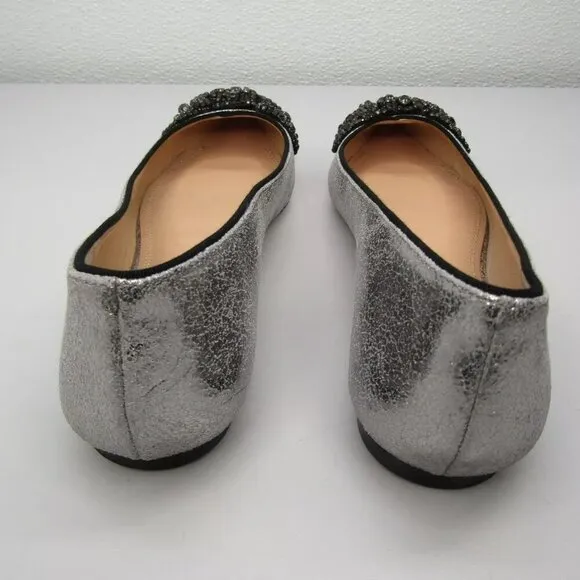 NEW TORY BURCH Womens Vanessa Ballet Flats Ballerina Slip On Metallic Size 8.5
