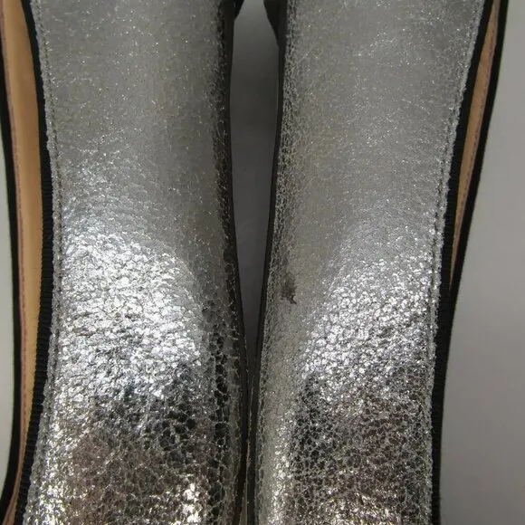NEW TORY BURCH Womens Vanessa Ballet Flats Ballerina Slip On Metallic Size 8.5