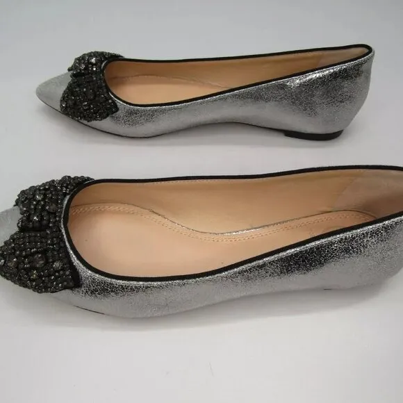NEW TORY BURCH Womens Vanessa Ballet Flats Ballerina Slip On Metallic Size 8.5