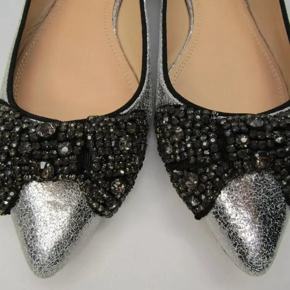 NEW TORY BURCH Womens Vanessa Ballet Flats Ballerina Slip On Metallic Size 8.5