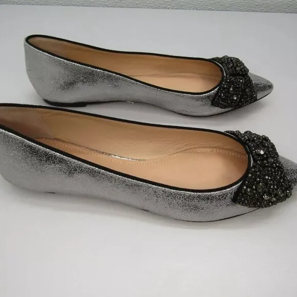 NEW TORY BURCH Womens Vanessa Ballet Flats Ballerina Slip On Metallic Size 8.5