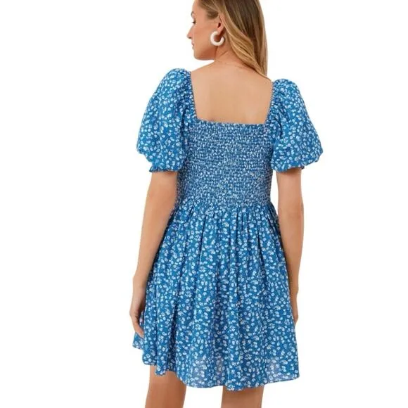 New Tuckernuck Hyacinth House Blue Ditsy Floral Pai Mini Dress Size Small 160211