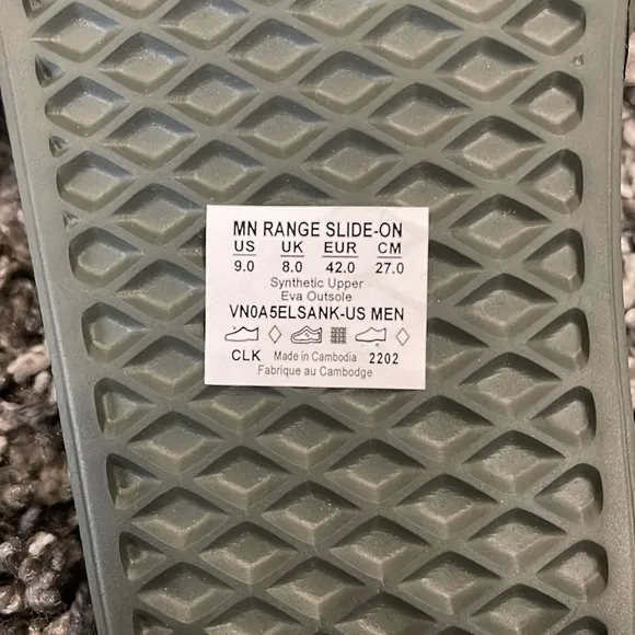 New VANS Range Slides (Slide-On) in Grape Leaf (Military, Army Green)