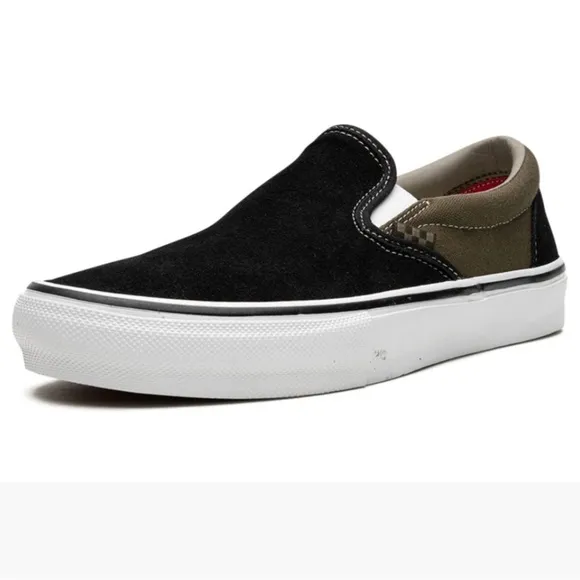 NEW Vans Skate Slip On Black Olive Sneakers Men’s Size 6.5
