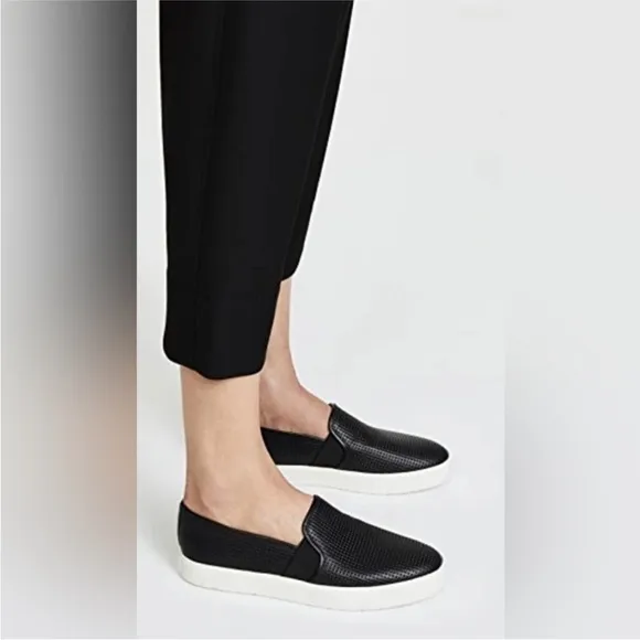 NEW Vince Blair Black Perforated Leather Slip Ons Size 11