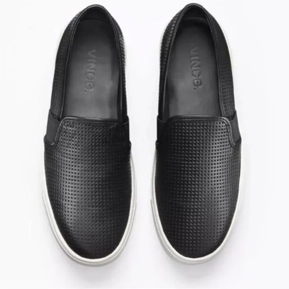 NEW Vince Blair Black Perforated Leather Slip Ons Size 11