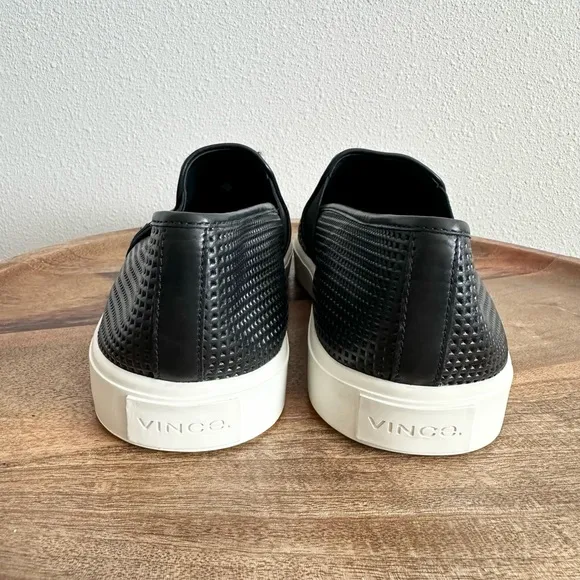 NEW Vince Blair Black Perforated Leather Slip Ons Size 11
