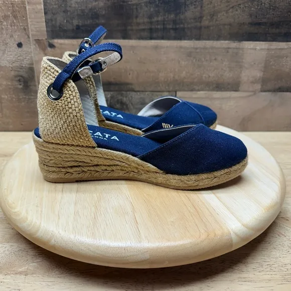 NEW Viscata Women’s Navy Pubol Canvas Ankle Strap Espadrille 2”Wedge Size 5.5/6