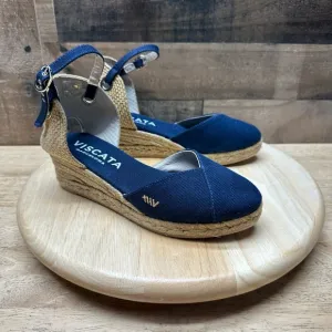 NEW Viscata Women’s Navy Pubol Canvas Ankle Strap Espadrille 2”Wedge Size 5.5/6