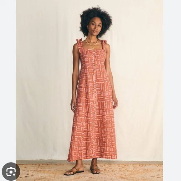 New w Tag: Faherty Kendall Dress. Linen. Size Medium